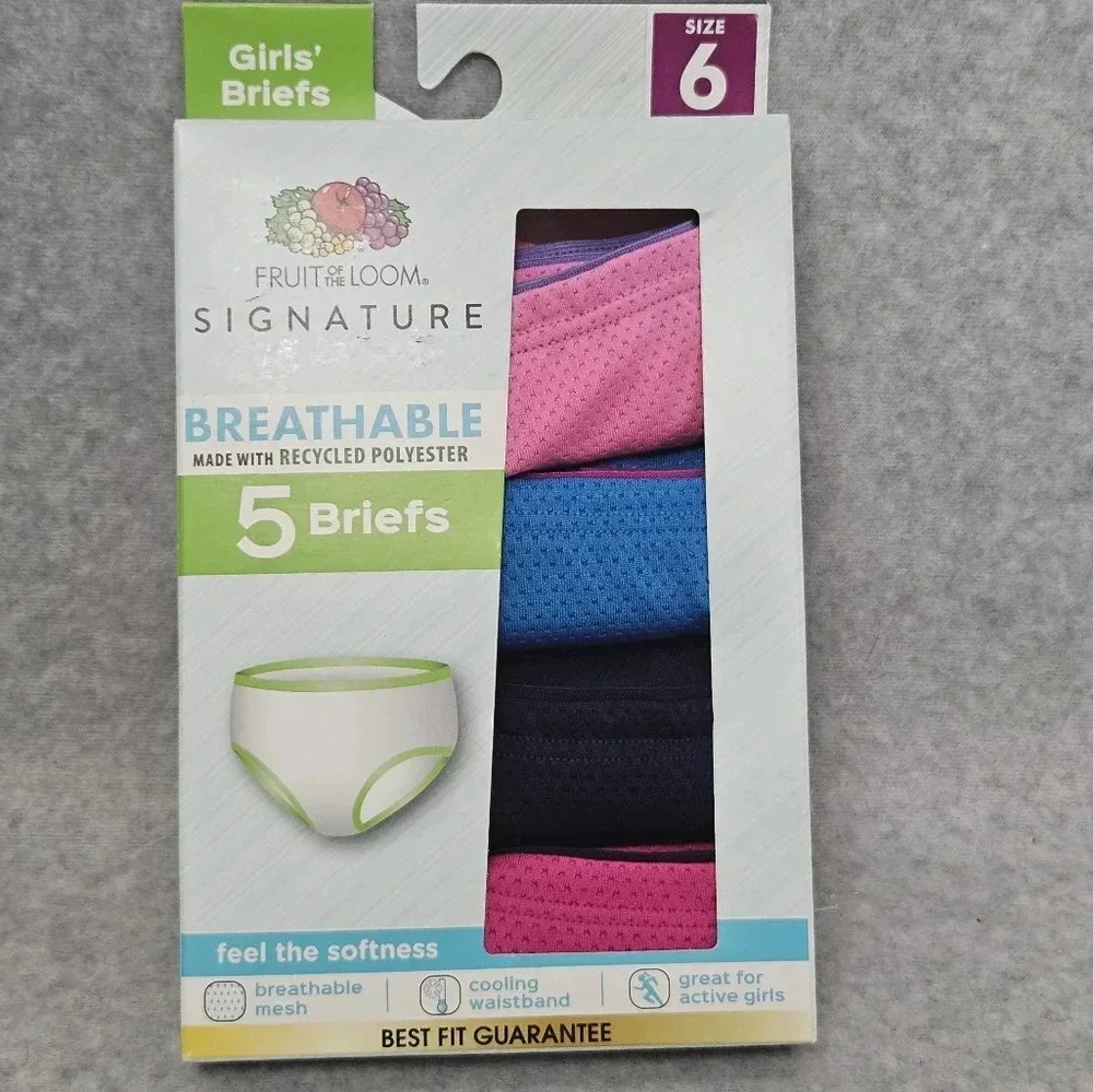 Fruit of the Loom Signature Girl's Micro Mesh Briefs‎ 4 Pairs Size 6